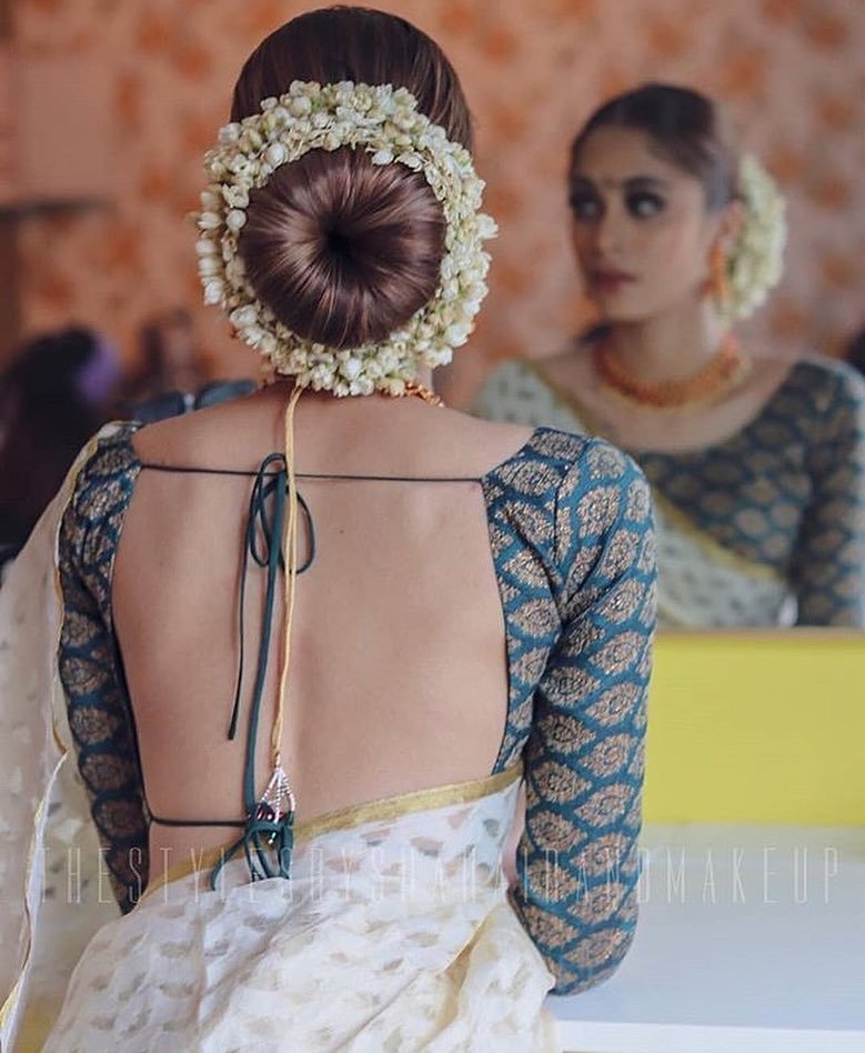 Classic Donut bun Hairstle idea for a bride to be